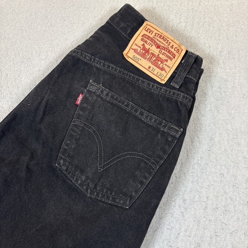 Levi's 505 Regular Fit‎ Jeans 31x30 (29x30) Y2K Black 100% Cotton Denim